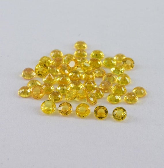 4x4 Mm Natural Yellow Sapphire Faceted Cut Round Precious Loose Gemstone - 100% Natural Sapphire Gemstone - Yellow Sapphire Round - Saylu