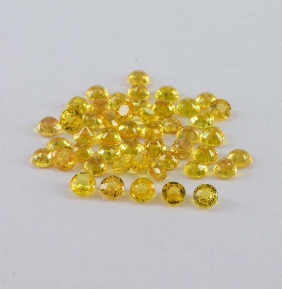 4mm Natural Yellow Sapphire Faceted Cut Round Gemstone - 100% Natural Yellow Sapphire - High-quality Gemstone For Jewelry Making