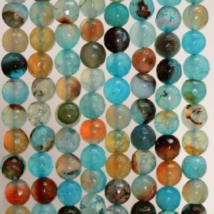 Shop Agate Faceted Beads! 8MM Mix Dragon Vein Agate Gemstone Faceted Round Loose Beads 15 inch Full Strand (80002823-A57) | Natural genuine faceted Agate beads for beading and jewelry making.  #jewelry #beads #beadedjewelry #diyjewelry #jewelrymaking #beadstore #beading #affiliate #ad