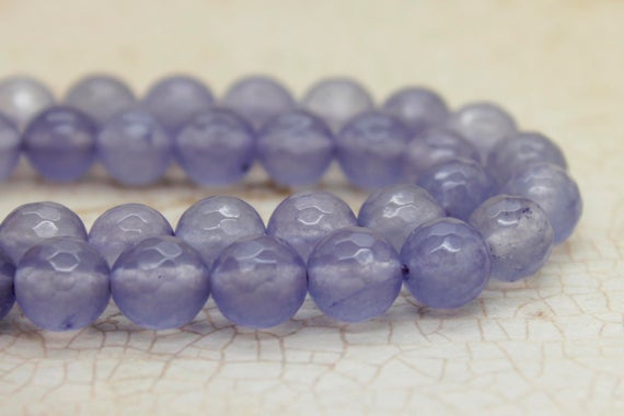 Agate Beads, Frosted Transparent Lavender Faceted Round Loose Gemstone Beads - Rnf26