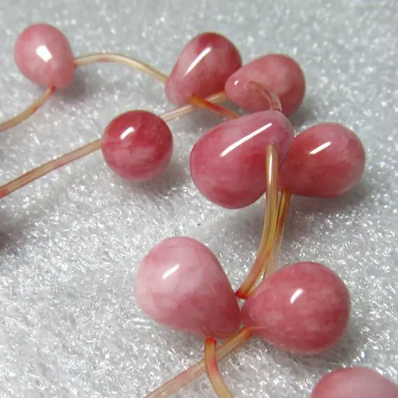 Agate Beads 15 X 12mm Smooth Natural Pink, White And Cream Marbled Agate Briolettes - 16" Strand