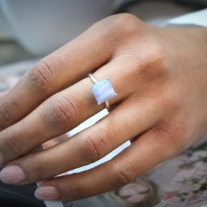 Shop Agate Rings! Lace Agate Ring · Square Small Ring · Silver Ring · Stone Ring · Gemstone Fashion Ring · Vintage Ring · Simple Rings | Natural genuine Agate rings, simple unique handcrafted gemstone rings. #rings #jewelry #shopping #gift #handmade #fashion #style #affiliate #ad