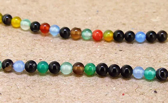 One Full Strand--- Round Rainbow Multicolor Agate Gemstone Beads--3.5mm --about 100beads--15.5inch Strand Round Multicolor Agate ,agate Bead