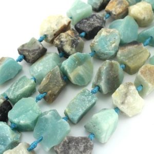 Shop Amazonite Chip & Nugget Beads! 15-24mm Natural Amazonite Stone Beads ,Irregular Natural stone beads,Chunky Nugget Beads,Raw Rough Amazonite  beads–15pcs-17.5inches | Natural genuine chip Amazonite beads for beading and jewelry making.  #jewelry #beads #beadedjewelry #diyjewelry #jewelrymaking #beadstore #beading #affiliate #ad
