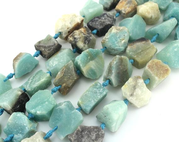 15-24mm Natural Nuggte Amazonite Stone Beads ,large Raw Stone Beads,chunky Nugget Beads,rough Amazonite Strand-15pcs-17.5inches