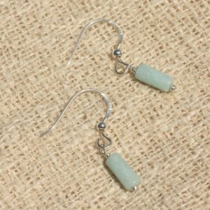 Shop Amazonite Earrings! Boucles oreilles Argent 925 – Amazonite Tubes 9mm | Natural genuine Amazonite earrings. Buy crystal jewelry, handmade handcrafted artisan jewelry for women.  Unique handmade gift ideas. #jewelry #beadedearrings #beadedjewelry #gift #shopping #handmadejewelry #fashion #style #product #earrings #affiliate #ad