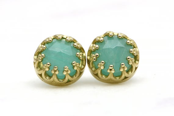 Amazonite Earrings · Blue Gem Earrings · Bridal Stud Earrings · Vintage Bridal Earrings · Wedding Earrings · Bridesmaid Earrings