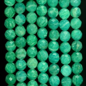Shop Amazonite Faceted Beads! 8mm Rare Russian Amazonite Gemstone Green Grade AAA Faceted Round 8mm Loose Beads 7.5 inch Half Strand (80006346-491) | Natural genuine faceted Amazonite beads for beading and jewelry making.  #jewelry #beads #beadedjewelry #diyjewelry #jewelrymaking #beadstore #beading #affiliate #ad