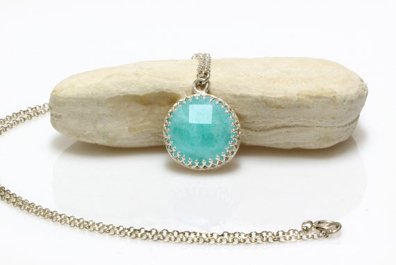 Amazonite Pendant Necklace · Natural Stone Necklace · Sterling Silver Pendant · Customized Necklace · Bridal Necklace
