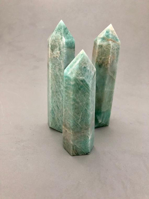 Amazonite Crystal Point (3 7/8" Tall) For Throat Chakra, Divine Feminine, Harmony, Balance, Eft Tapping Stone, Metaphysical Crystal Point