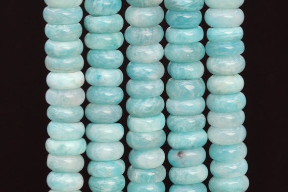Genuine Natural Amazonite Gemstone Beads 10-11x4mm Blue Green Rondelle Aa Quality Loose Beads (107899h-2587)