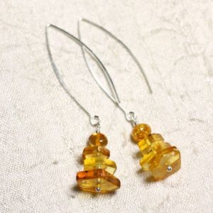 Shop Amber Earrings! Boucles oreilles argent 925 Longs crochets et Ambre naturelle Miel 6-14mm | Natural genuine Amber earrings. Buy crystal jewelry, handmade handcrafted artisan jewelry for women.  Unique handmade gift ideas. #jewelry #beadedearrings #beadedjewelry #gift #shopping #handmadejewelry #fashion #style #product #earrings #affiliate #ad