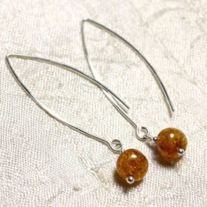 Shop Amber Earrings! Boucles oreilles argent 925 Longs crochets et Ambre naturelle 8-9mm | Natural genuine Amber earrings. Buy crystal jewelry, handmade handcrafted artisan jewelry for women.  Unique handmade gift ideas. #jewelry #beadedearrings #beadedjewelry #gift #shopping #handmadejewelry #fashion #style #product #earrings #affiliate #ad