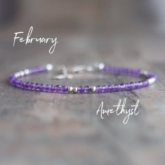 Amethyst Bracelet, Dainty Crystal Bracelets For Women, February Birthstone Bracelet, Gifts For Her