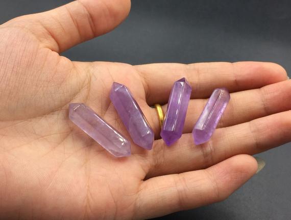 Amethyst Point Wand Double Terminated Natural Purple Amethyst Quartz Crystal Wand Point Perfect For Jewelry Making Mineral Healing Stone Ob