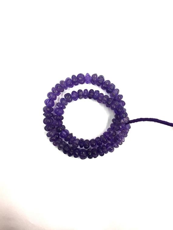 Natural Stone 14" Strand Amethyst Carving Rondelle Beads 9mm Gemstone Beads