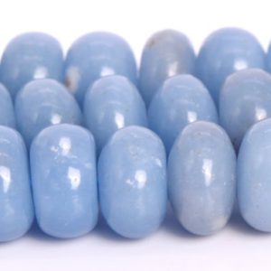Shop Angelite Beads! 9x5MM Angelite Beads Grade A Genuine Natural Gemstone Rondelle Loose Beads 16"/7.5" Bulk Lot Options (108667) | Natural genuine rondelle Angelite beads for beading and jewelry making.  #jewelry #beads #beadedjewelry #diyjewelry #jewelrymaking #beadstore #beading #affiliate #ad