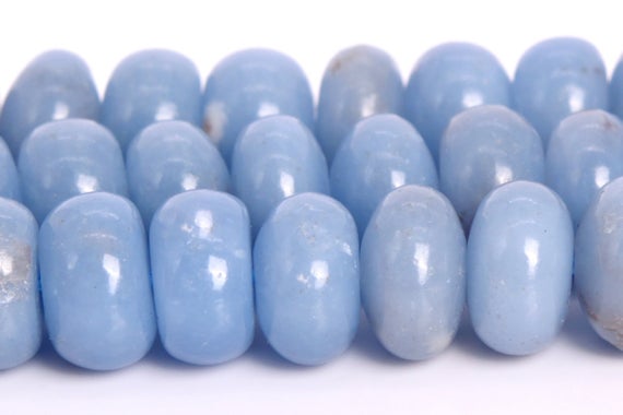 9x5mm Angelite Beads Grade A Genuine Natural Gemstone Rondelle Loose Beads 16"/7.5" Bulk Lot Options (108667)