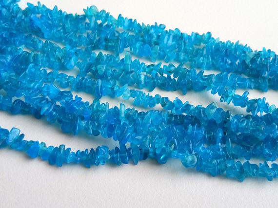 4-7mm Neon Apatite Chips, Neon Apatite Beads, Natural Neon Apatite Chips, Apatite For Necklace, 32 Inch (1strand To 5strands Options)- Dpa3