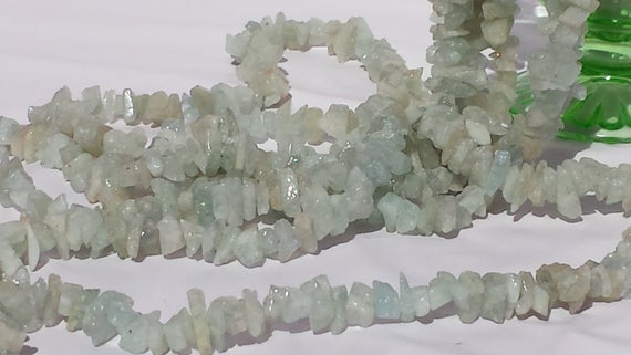 Natural Aquamarine Chunky Gemstone Chip Beads 36 Inch Strand 105 Grams Blue Beryl Chip Beads, Large Size Chunky Light Blue Gemstone Beads