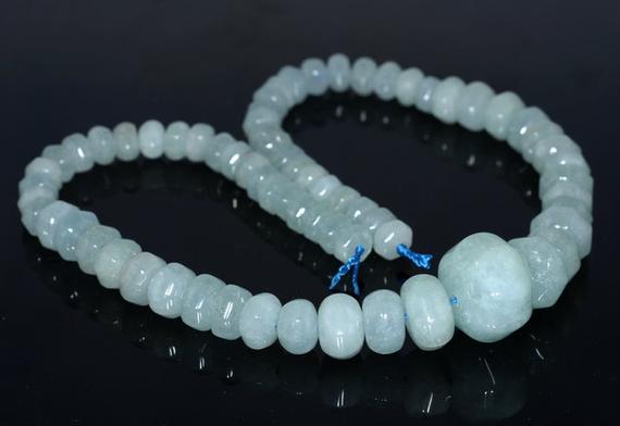 19x14-9x8mm  Aquamarine Gemstone Grade Aaa Gradated Pumpkin Rondelle Loose Beads 17 Inch Full Strand (80001624-a97)