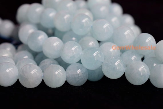 14/28pcs  14mm A Natural Aquamarine Round Beads, High Quality Light Blue Color Jewelry Beads, Milky Light Blue Gemstone 14mm A Quality Sgy