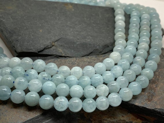 Natural Rustic  Blue Round Aquamarine Beads / 8 Mm Approx/ Soft Pale Blue Gemstone Beads