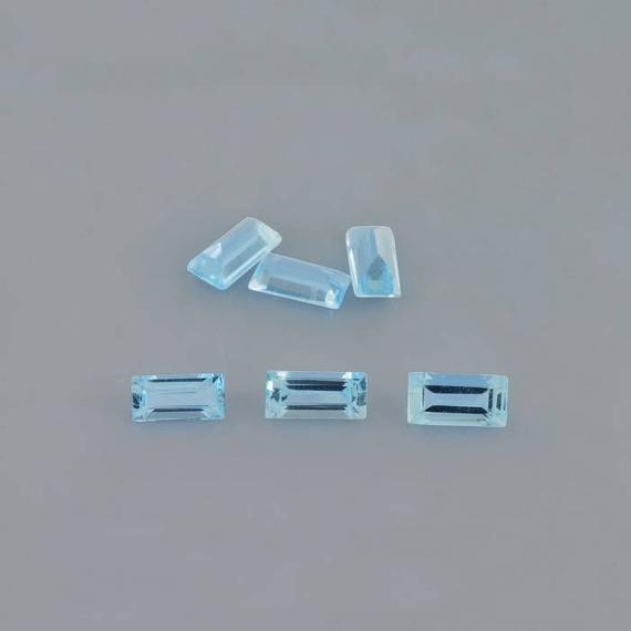 4x2x1.7 Mm Natural Aquamarine Faceted Cut Baguette 0.61cts 6 Pieces Aaa+ Grade Loose Gemstone - 100% Natural Aquamarine Gemstone -aqblu-1091