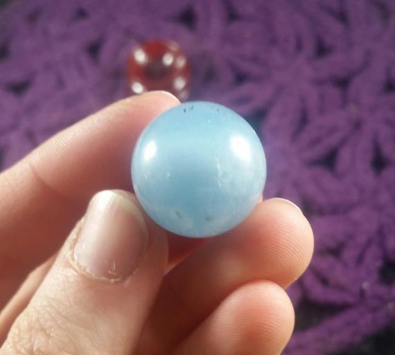 Aquamarine Sphere 20mm Crystal Ball Stone Polished Marble Blue Aqua Natural High Quality