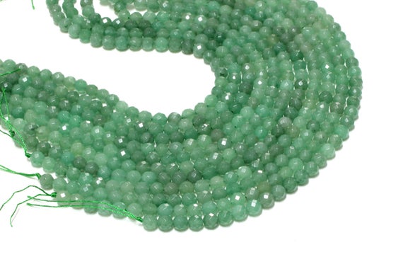 Green Aventurine Faceted Round Beads,faceted Beads,round Loose Beads,gemstone Beads,green Beads,aa Quality - 16" Full Strand