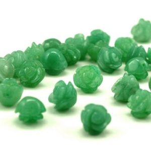 10MM Green Aventurine Gemstone Carved Rose Flower Beads BULK LOT 5,10,20,30,50 (90187268-002) | Natural genuine other-shape Aventurine beads for beading and jewelry making.  #jewelry #beads #beadedjewelry #diyjewelry #jewelrymaking #beadstore #beading #affiliate #ad