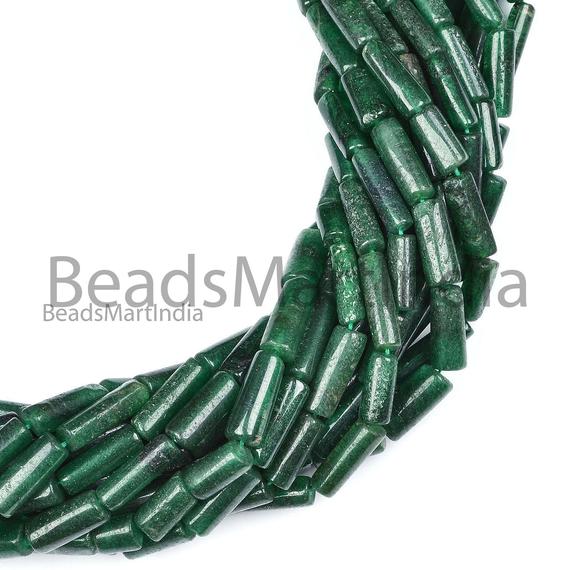 5x12-6x15mm Green Aventurine Plain Pipe Shape, Green Aventurine Beads, Smooth Aventurine Pipe Shape Beads, Aventurine Plain Pipe Beads,