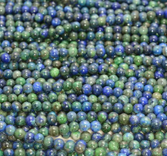 6mm Azurite Gemstone Blue Green Round Loose Beads 15.5 Inch Full Strand (90112351-131)