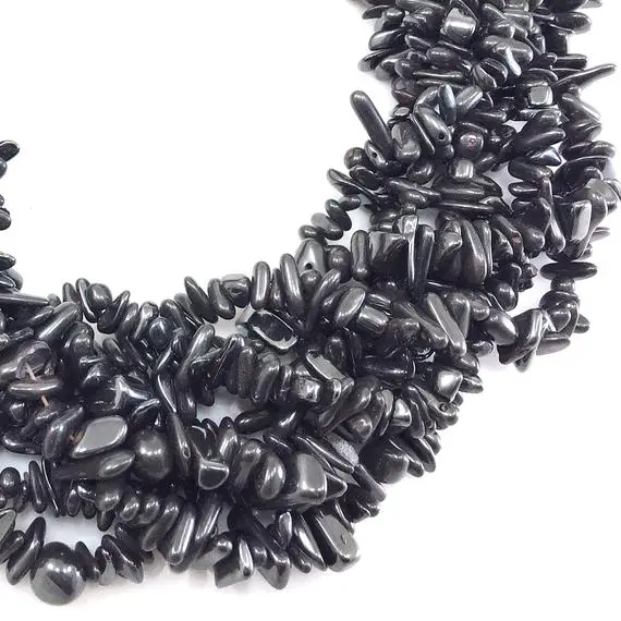 Black Metal Hematite Chip Beads Gemstone Beads Assorted Stones 32" Full Strand Irregular Nugget Freeform Small Crystal Chips Necklace
