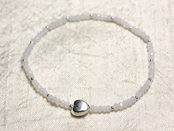 Bracelet Argent 925 Et Pierre - Calcédoine Bleue Rondelles Facettées 3mm Bracelet Argent 925 Et Pierre - Calcédoine Bleue Rondelles Facettées 3mm