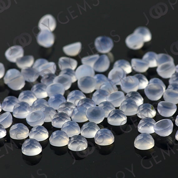 Blue Chalcedony Rose Cut Cabochon 5mm Round -  Per Stone