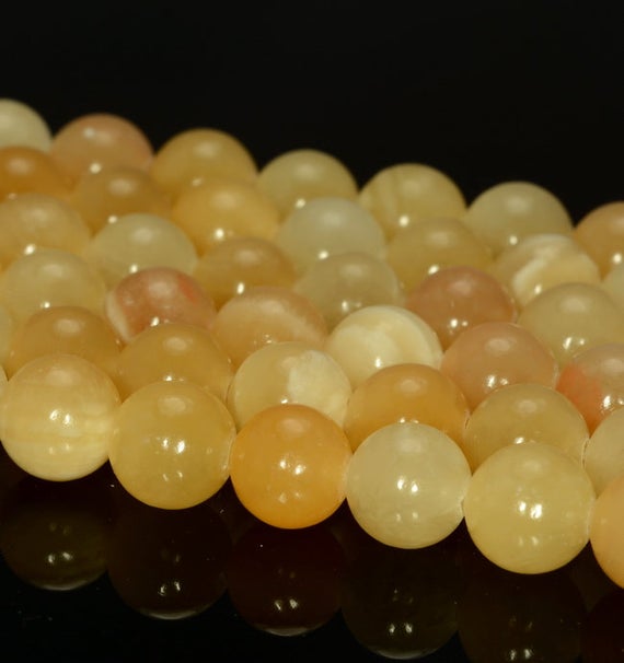 6mm Natural Rare Honey Calcite Gemstone Grade Aa Yellow Orange Smooth Round Loose Beads 15.5 Inch Full Strand (80005161-458)