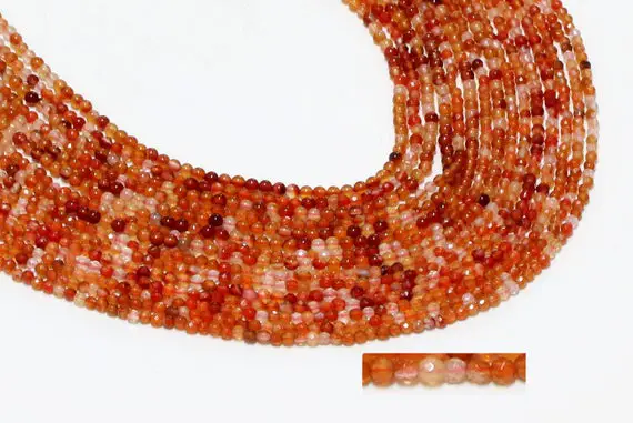 Gu-9705-2 - Natural Carnelian Round Beads - 3mm - Gemstone Beads - 16" Full Strand