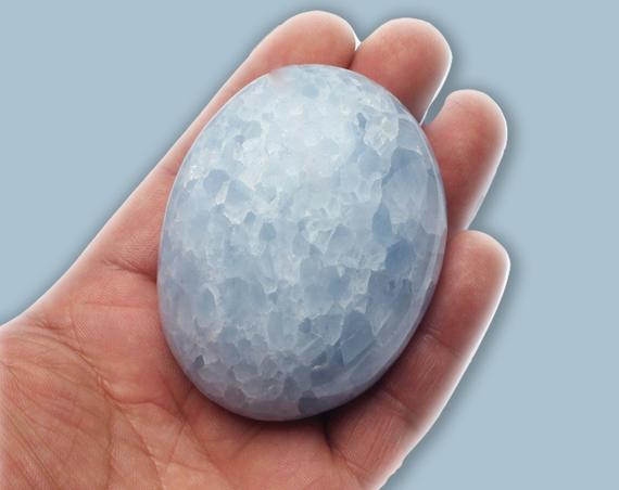 Large Blue Calcite Palm Stone, Blue Calcite, Polished Blue Calcite, Polished Stones, Healing Crystals And Stones, Rock Shop