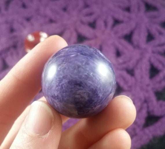 Charoite Sphere Crystals Russian Stones Purple Crystal Ball Polished Marble 30mm Rare Russia