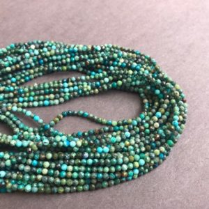 Shop Chrysocolla Faceted Beads! Natural Chrysocolla Faceted Round Beads 2mm 3mm 4mm 5mm 15.5" Strand | Natural genuine faceted Chrysocolla beads for beading and jewelry making.  #jewelry #beads #beadedjewelry #diyjewelry #jewelrymaking #beadstore #beading #affiliate #ad