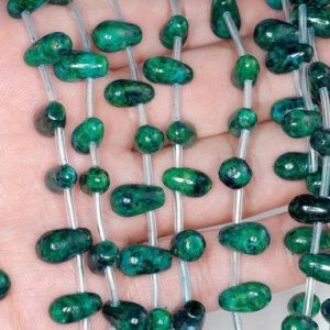 Shop Chrysocolla Bead Shapes! 11x7mm Turquoise Chrysocolla Gemstone Topdrill Briolette Teardrop Loose Beads 16 inch Full Strand (90114167-206) | Natural genuine other-shape Chrysocolla beads for beading and jewelry making.  #jewelry #beads #beadedjewelry #diyjewelry #jewelrymaking #beadstore #beading #affiliate #ad