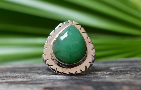 Natural Green Chrysoprase Ring,natural Chrysoprase Ring,925 Silver Ring,green Chrysoprase Ring,round Shape Ring,chrysoprase Ring'