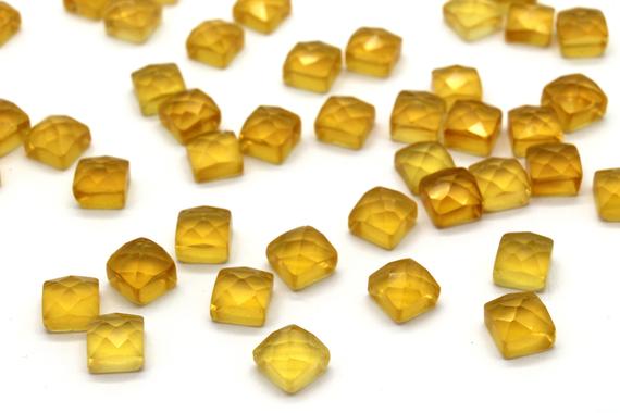 Square Citrine Faceted Cabochons,square Cabochons,square Gemstones,citrine Gemstone,gemstone Lot,loose Stones - Aa Quality - 1 Stone