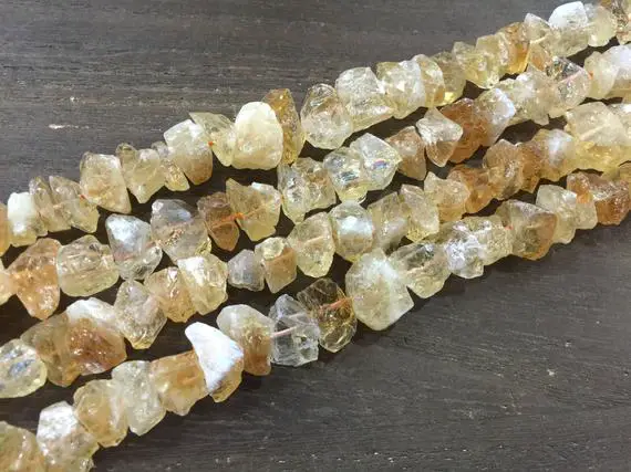 Raw Citrine Quartz Nugget Beads Rough Citrine Crystal Chip Beads Rough Quartz Jewelry Making Supplies 14-16mm 15.5" Full Strand