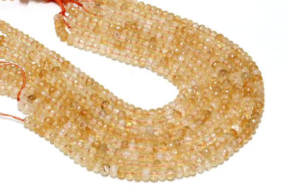 Natural Citrine,faceted Rondelles,jewelry Making Beads,gemstones,citrine Beads,yellow Beads,gemstone Beads - 16" Full Strand