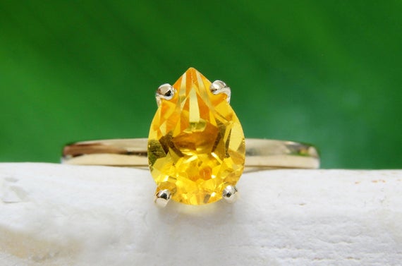 Gold Teardrop Ring · Promise Ring · Citrine Ring · Pear Drop Ring · Gold Ring · Birthday Ring · Sisters Ring · Mom Ring