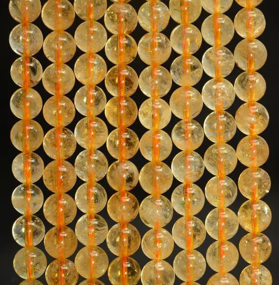 4mm Genuine Citrine Gemstone Orange Round Loose Beads 15 Inch Full Strand (80007104-a240)