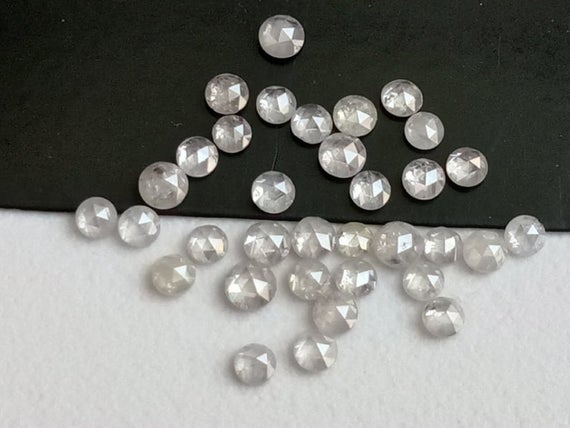 1.5-2mm Light Grey Rose Cut Diamond, Rare Natural Rose Cut Diamond Cabochon, Loose Faceted Diamond Jewelry (2pc To 10 Pcs Options)-puspd173