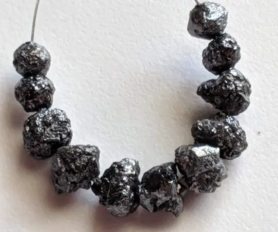 6-7mm Raw Black Diamond Beads, Huge Rough Black Diamond Beads, Uncut Diamond, Raw Black Diamond For Necklace (5pcs To 10pcs Options)-ppd480